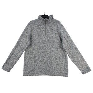Lands End Grey Quarter-Zip Pullover Sweater Size M 10-12